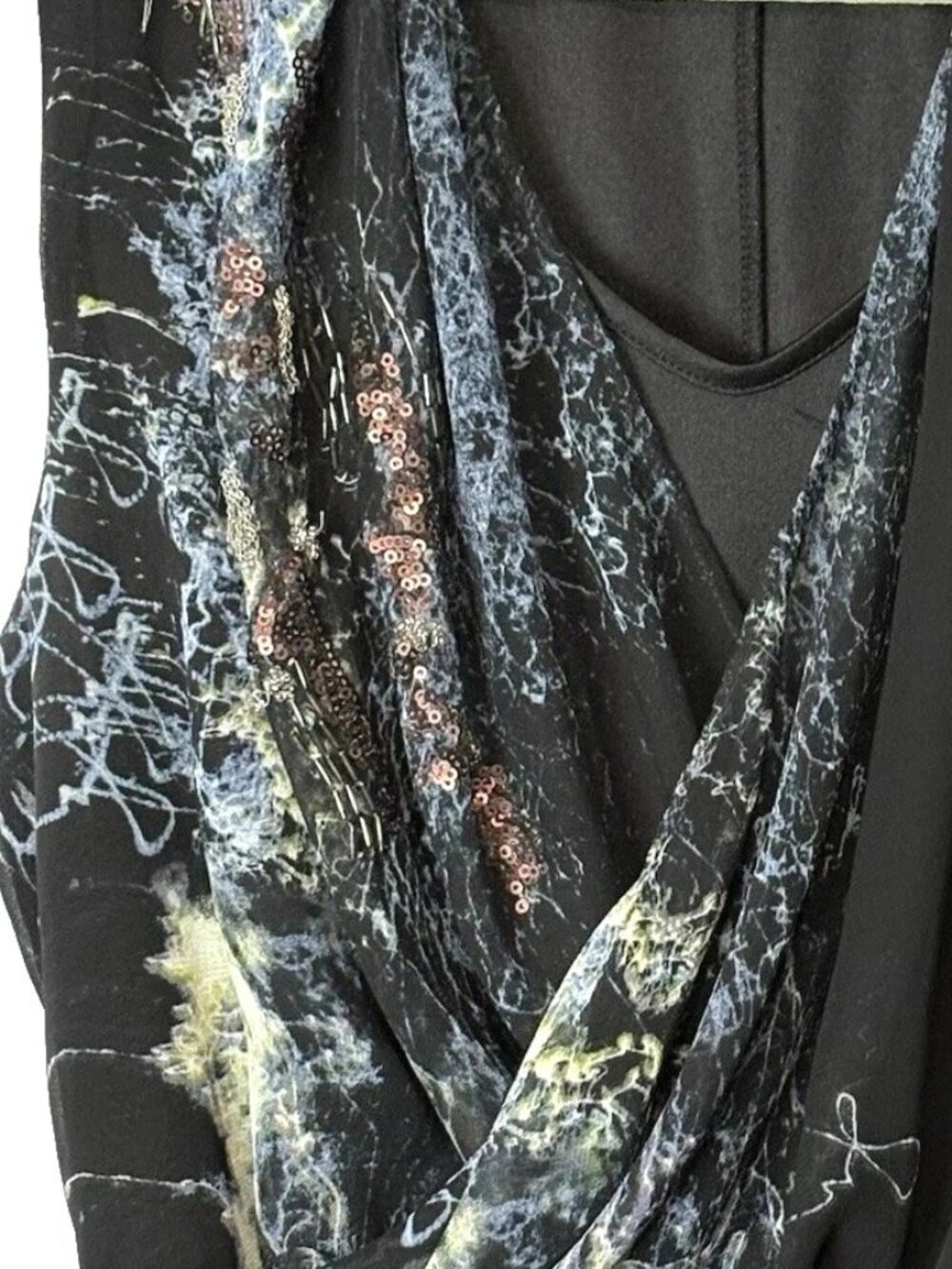 Simply Vera Wang Sleeveless Chiffon Dress Beaded Sequins Accent Size S
